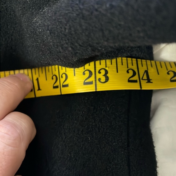 Vintage Lindor Petite Black Wool Coat With Faux Leopard Fur Trim, Size 16 - Picture 14 of 16